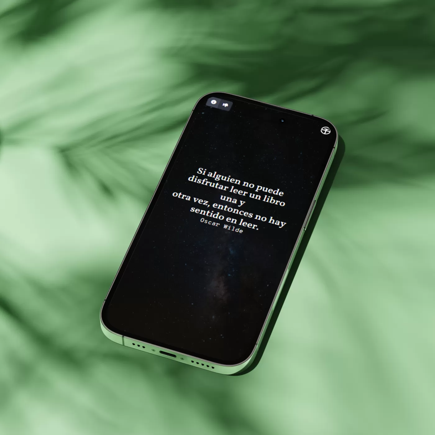 Image of a phone displaying a motivational quote